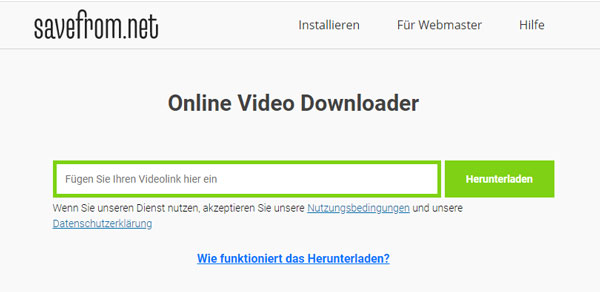 Video aus dem Internet runterladen mit Savefrom.net