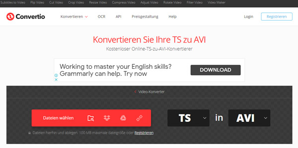 TS in AVI konvertieren mit Online TS to AVI Converter