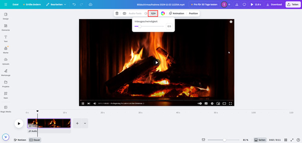 Video mit Canva verlangsamen
