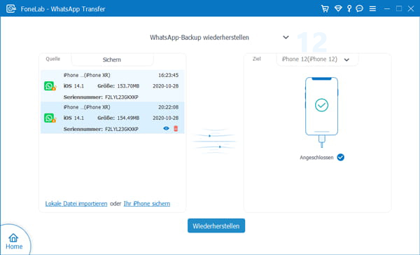 WhatsApp-Backup auf iPhone 12 wiederherstellen