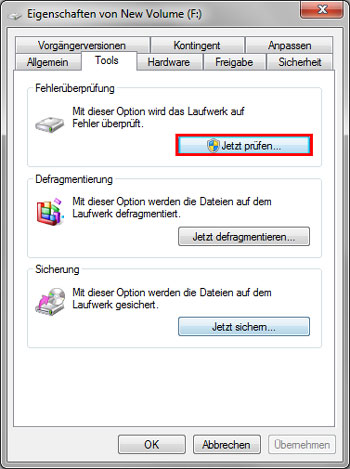 Eigenschaften von dem USB-Stick