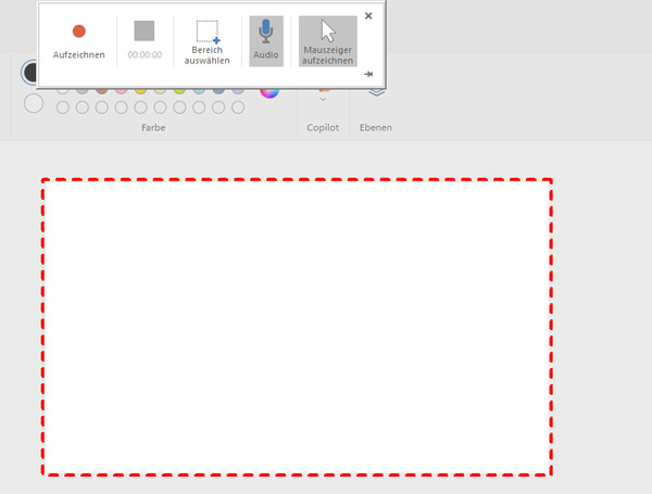 PowerPoint-Aufnahmebereich auswählen