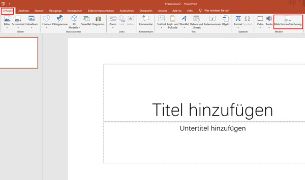 PowerPoint-Bildschirmaufzeichnung starten