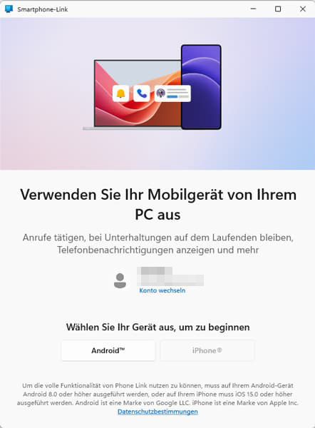 Smartphone Link Oberfläche