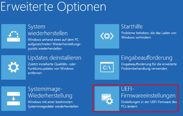 UEFI-Firmwareeinstellungen