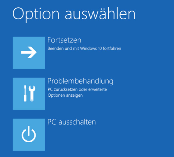 Windows Problemebehandlung auswählen