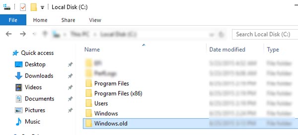 Windows.old über Explorer wiederherstellen